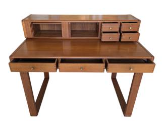 MCM D-Scan-Tambour Danish Teak Desk w Hidden Compartment