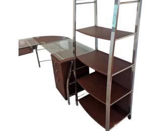 Glass Top Corner Office Desk Set