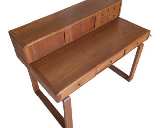 MCM D-Scan-Tambour Danish Teak Desk w Hidden Compartment