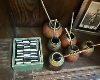 Antique ebony wood domino set