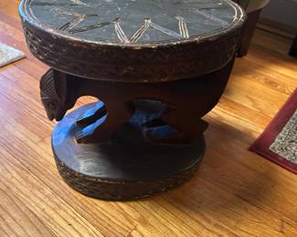 Antique 18th c round wood stool 