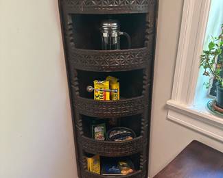 Handmade wooden antique corner wall shelving 
