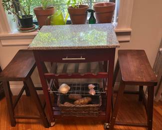 Kitchen table with pair stools 