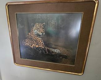 limited edition Charles Frace - JAGUAR - dated 1980 - print is 26"x31" in brass frame
