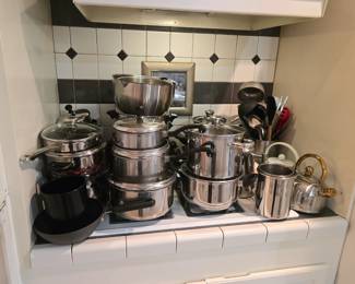 Great selection of stainless pots & pans, cookware, teapots, and utensils!