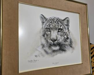 Charles Frace' double signed - SNOW LEOPARD