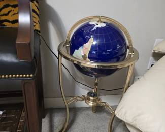 Globe on brass stand