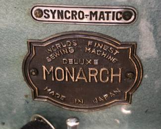 Vintage Monarch Syncro-Matic sewing machine made in Japan with attachments