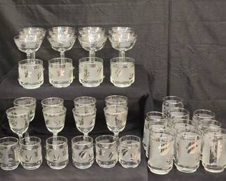 Vintage Libby Silver Leaf glassware