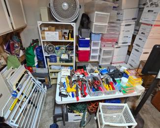 Hand tools, file cabinets, shelves, ice chests, and much more