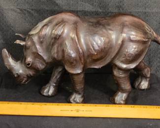 Large scale Rhinosaurus made of bound leather - one of several exotic leather animals in this collection