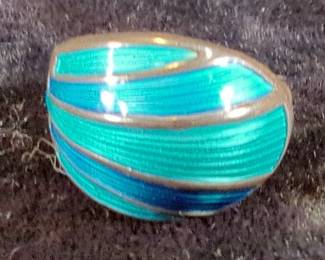 David Anderson Norway Silver Handmade Ring, Size 6, And Sterling Horse Shoe Ring With Turquoise, Size 8 Stone