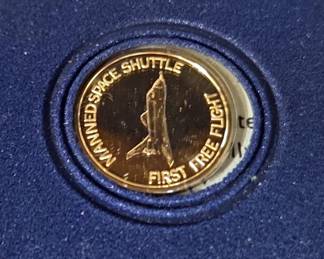 The Danbury Mint Manned Space Shuttle Limited Edition 10K Gold Piece, With Certificate Of Registration, Numbered 0336