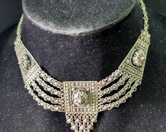 Sterling Silver Multi-Strand Choker Dangle Necklace