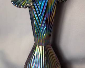 Fenton Iridescent Carnival Glass Vase and Bowl Set