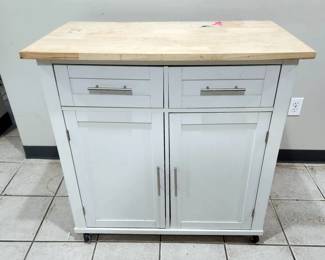 Rolling Kitchen Island With Leaf Extension, Missing One Wheel 3' X 20" X 36", Leaf Adds 12"