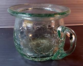 Stockholms Glasbruk Crackle Glass Creamer and Pitcher Set