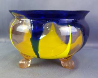Footed Art Glass Bowls, Qty 2