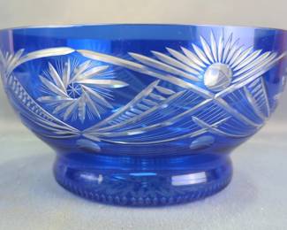 Cobalt Blue Cut Glass Bowls, Qty 2