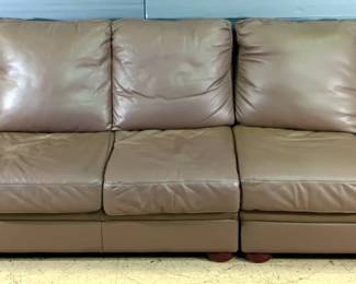 Leather Center Taupe Two-Piece Leather Sofa