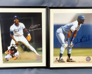 Framed Willie Wilson And Frank White Autographed Photos - Kansas City Royals
