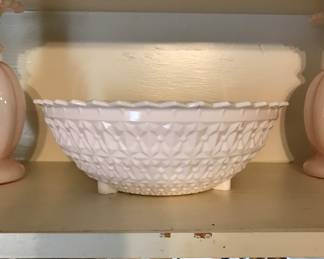 Pink milk glass
