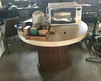 Spool Table, microwave etc. - in garage