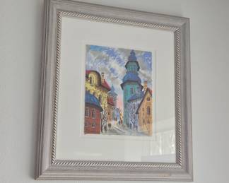 Anatole Krasnyanski "Tallin Street Limited Edition" Framed 21 x 22 inches with Certificate of Authenticity