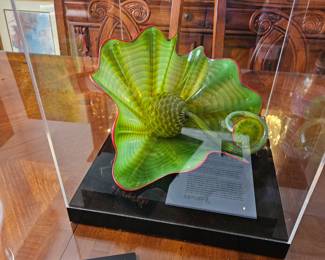 Item # 001 Dale Chihuly, "Green Persian Set," 2001, signed and with the case. References floral mysteries. Very rare to find one in this great condition. Asking price $9500.00.