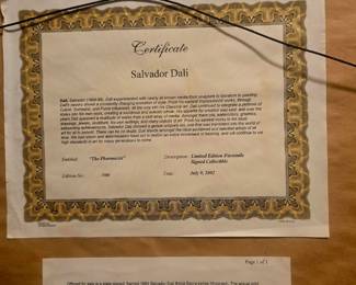 Salvatore Dali Certificate