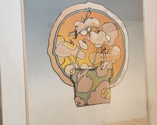 Item# 011 Peter Max "Flowers in Circle" Framed and hand signed. Price$4850.00