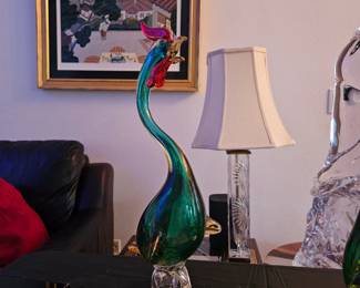 Item #052 Vintage Eames Era Italian Murano fighting Cocks. set (2) Price $250.00