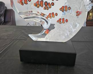Item #034 Wyland Lucite Sculpture "Clown Fish" Stand is included Price: $3450.00