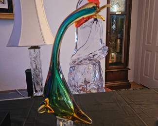Item #052 Vintage Eames Era Italian Murano fighting Cocks. set (2) Price $250.00