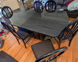 DINING ROOM TABLE & CHAIRS 7' LONG W/20" LEAF INSTALLED