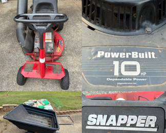 Snapper Power Bilt 10HP Riding Lawnmower-needs some work 
Lawn Cart