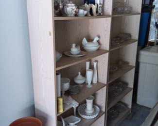Milk glass, clear glass 