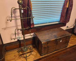 Gentlemen’s Coat Rack, antique rustic chest