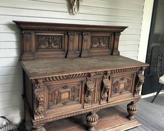 Gorgeous antique sideboard/buffet, embellished Texas Longhorn horns