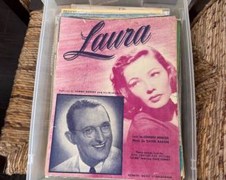 Various 1940s piano sheet music and other piano lesson books and other
