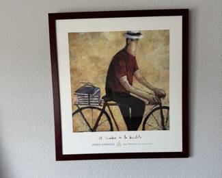 Man on bicycle print