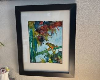 Colorful tree frog on branch