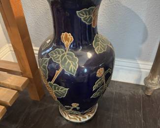 Large navy ceramic vase