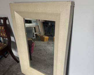 Z Gallerie cream leather modern mirror