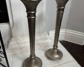 Tall hammered candle holders