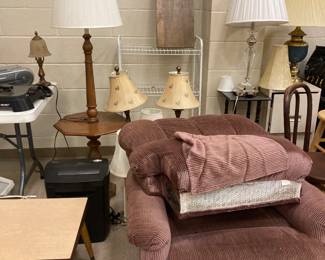 lamps, paper shredder, recliner