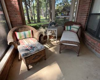 Wicker Chair, Ottoman, Chaise Lounge