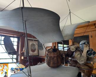Fabulous vintage airplane/pilot hanging sculpture