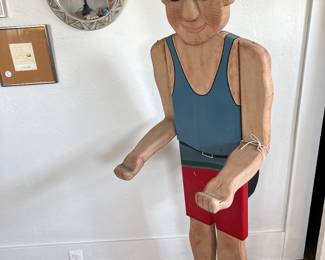 Hand carved by D. Lang...what a fun conversation piece ! We have several wood carvings by D.Lang