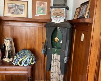 Handmade wooden tall clock-note the mouse....so much fun!